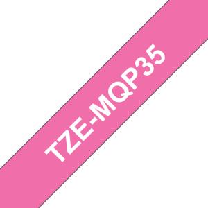 Tape 12mm Matt White On Berry Pink (tze-mqp35)