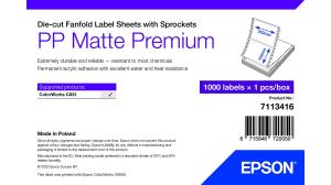 Pp Matte Label Premium, Die-cut Fanfold Sheets With Sprockets, 203mm X 152mm, 1000 Labels