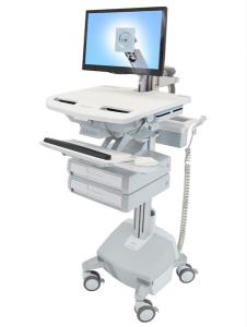 Styleview Cart With LCD Arm LiFe Powered 2 Drawers (white Grey And Polished Aluminum) Eu/sa