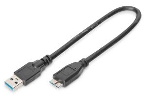 USB 3.0 Cable USB A - Micro USB B (ak-300117-003-s)