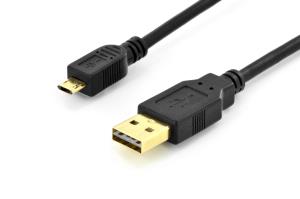 USB 2.0 connection cable, type A - micro B M/M, 2m High Speed, connectors reversible Black