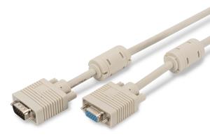 VGA Monitor extension cable, HD15 M/F, 5m 3Coax/7C, 2xferrite Beige