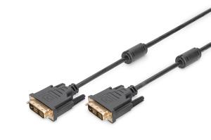 DVI connection cable, DVI(18+1), 2x ferrit M/M, 3m DVI-D Single Link, black