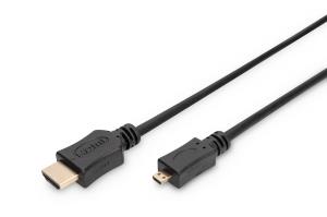 HDMI High Speed connection cable, type D - A M/M, 1m w/Ethernet, Ultra HD 60p, gold black