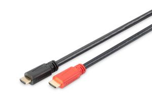 HDMI High Speed cable, type A, w/ amp. M/M, 30m w/Ethernet, Full HD 1080p, CE, gold, black