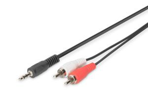 ASSMANN Audio adapter cable, stereo 3.5mm - 2x RCA 1.5m CCS, 2x0.10/10, shielded, M/M black