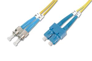 Fiber Optic Patch Cord, ST to SC OS2, Singlemode 09/125 , Duplex, Length 1m