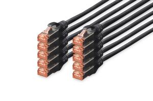 Patch cable Copper conductor - CAT6 - S/FTP - Snagless - 25cm - black - 10pk