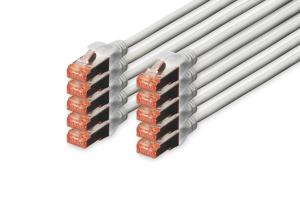 Patch cable - CAT6 - S/FTP - Snagless - Cu - 1m - grey - 10pk