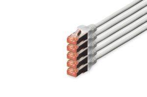 Patch cable - CAT6 - S/FTP - Snagless - Cu - 7m - grey - 5pk