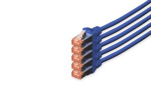 Patch cable - CAT6 - S/FTP - Snagless - Cu - 10m - blue - 5pk