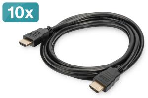 HDMI High Speed connection cable, type A M/M, w/Ethernet, UHD 60p, 2m black 10pk