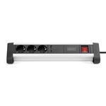 3-way Office Power Strip with 1x USB and 1x USB C Switch, USB out: 5V/3A, black/Grey