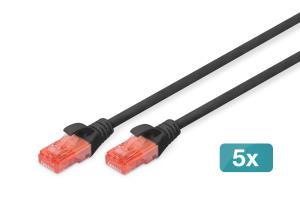Patch cable - CAT6 - U/UTP - Snagless - Cu - 10m - black - 5pk
