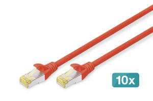 Patch cable - CAT6a - S/FTP - Snagless - Cu - 0.5m - red - 10pk