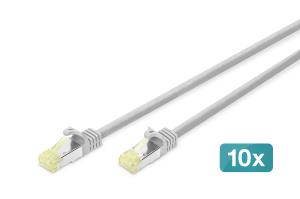 Component Level tested Patch cable - CAT6a - S/FTP - Molded - 3m - Grey - 10pk