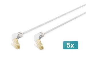Patch cable 90 angled - CAT6a - S/FTP - Snagless -  7m - Grey - 5pk