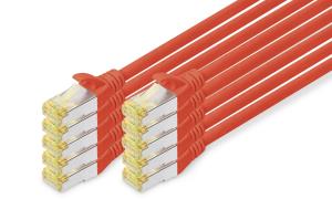 Patch cable - CAT6a - S/FTP - Snagless -  5m - red - 10pk