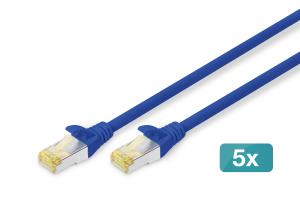 Patch cable - CAT6a - S/FTP - Snagless -  10m - blue - 5pk
