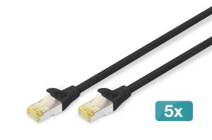 Patch cable - CAT6a - S/FTP - Snagless -  10m - black - 5pk