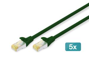 Patch cable - CAT6a - S/FTP - Snagless -  10m - green - 5pk