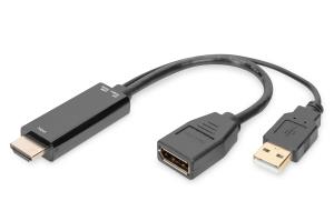 HDMI M to DP F with external Power 4K@30Hz 20cm Black