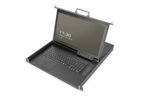 Modularized 43.2cm (17in) HD TFT console with 16 port HDMI. RAL 9005 black - CH keyboard