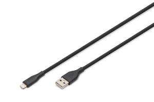 USB Silicone charging cable USB-A - Lightning 2m USB 2.0 12W - 2m black