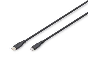 USB Silicone charging cable USB-C - Lightning USB 2.0 60W - 1m black