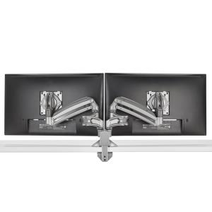 Low-profile Dual Monitor Arm, Desk Mount, Silver