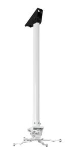 Fixed Drop Projector Ceiling Mount With  Micro-adjustment - Black With White Pole And Mount - 1.5m Pole