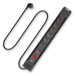 Power Strip With Surge Protection And Illuminated Switch 6 Sockets 1.5M Black