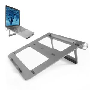 Laptop Stand Aluminium, Stepless Height Adjustable Detachable USB-C Docking Station